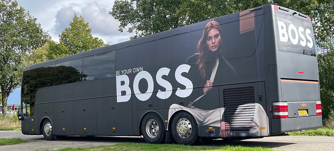 hugo boss branding bus